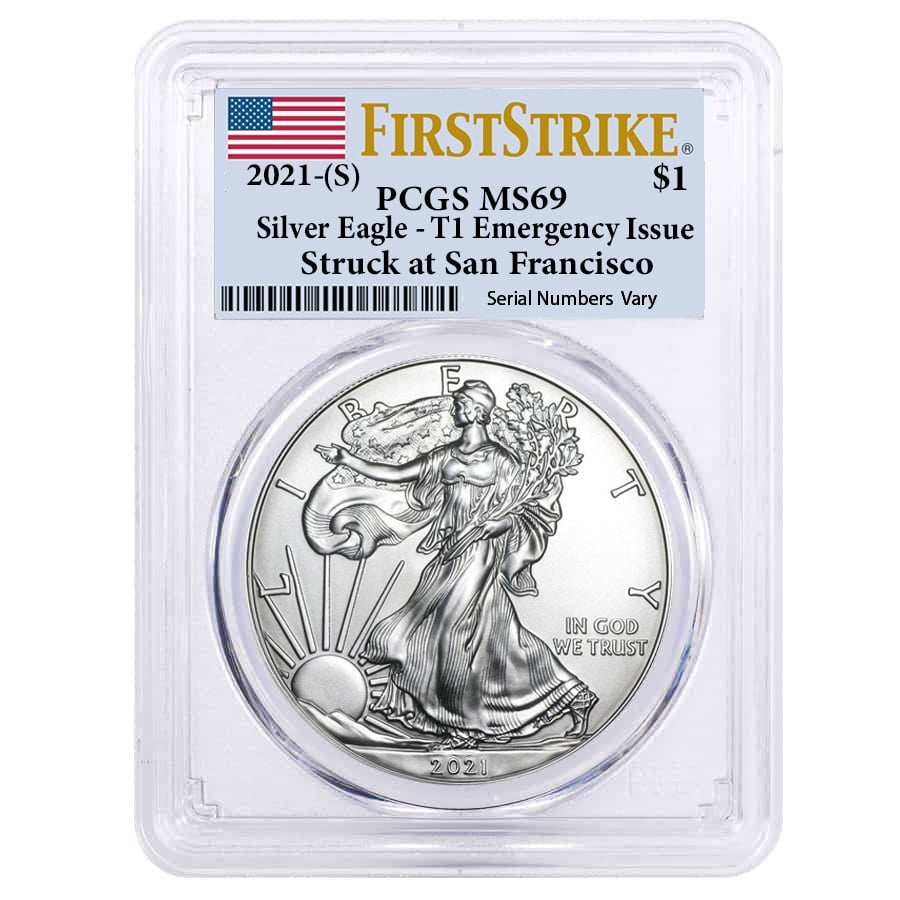 2021 (S) 1 oz Silver American Eagle $1 Coin PCGS MS 69 FS