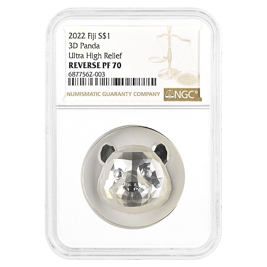 2022 Fiji 1 oz Reverse Proof Silver Multifaceted Panda NGC PF 70