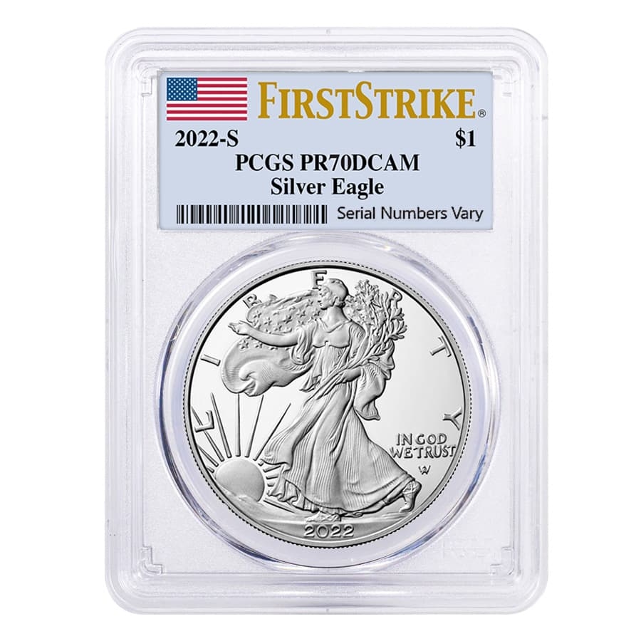 2022-S 1 oz Proof Silver American Eagle PCGS PF 70 FS (Flag Label)