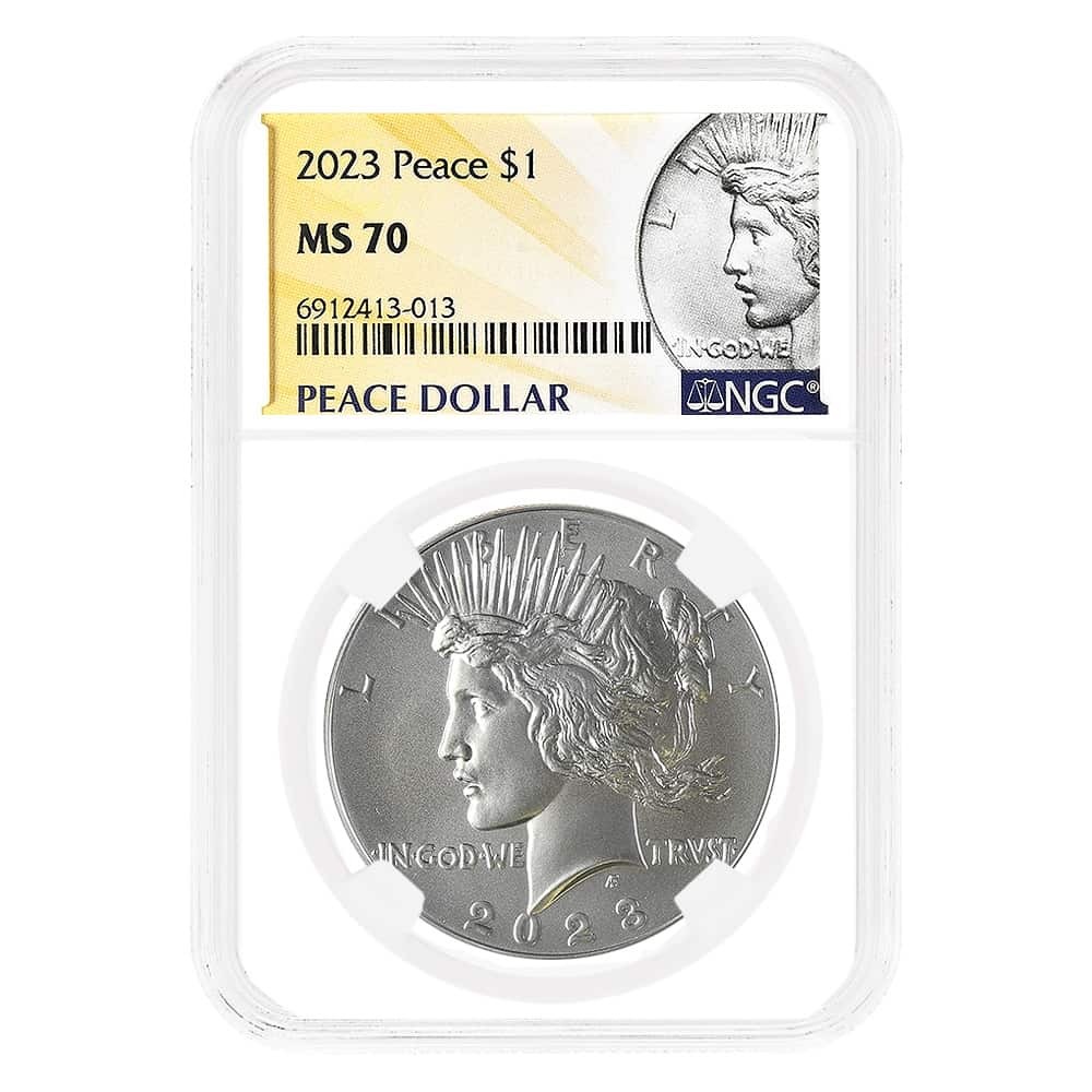 2023 Peace Silver Dollar NGC MS 70 (US Mint, 99.9%)