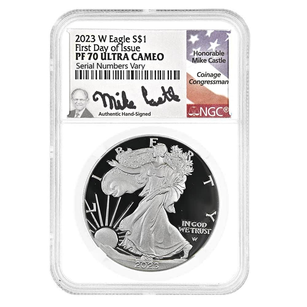 2023-W 1 oz Proof Silver American Eagle NGC PF 70 FDOI (Castle)