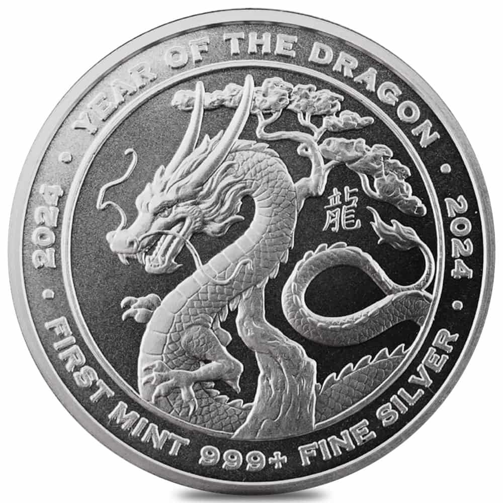 ●KNOWN FELONS レア 2024 Mongolia 1-oz Silver Year of the Dragon Shaped Gilded