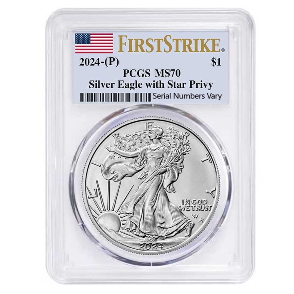 2024 (P) Star Privy 1 oz Silver American Eagle PCGS MS 70 FS (Flag)