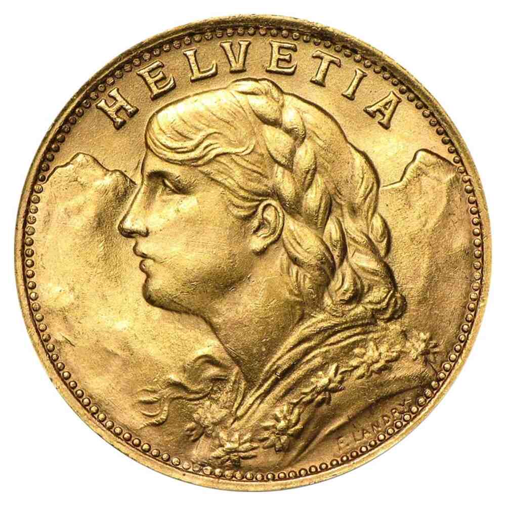 Swiss Gold 20 Francs Helvetia