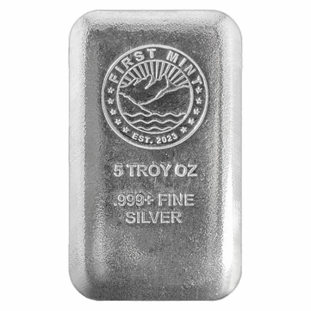 5 oz First Mint Silver Cast Bar .999 Fine