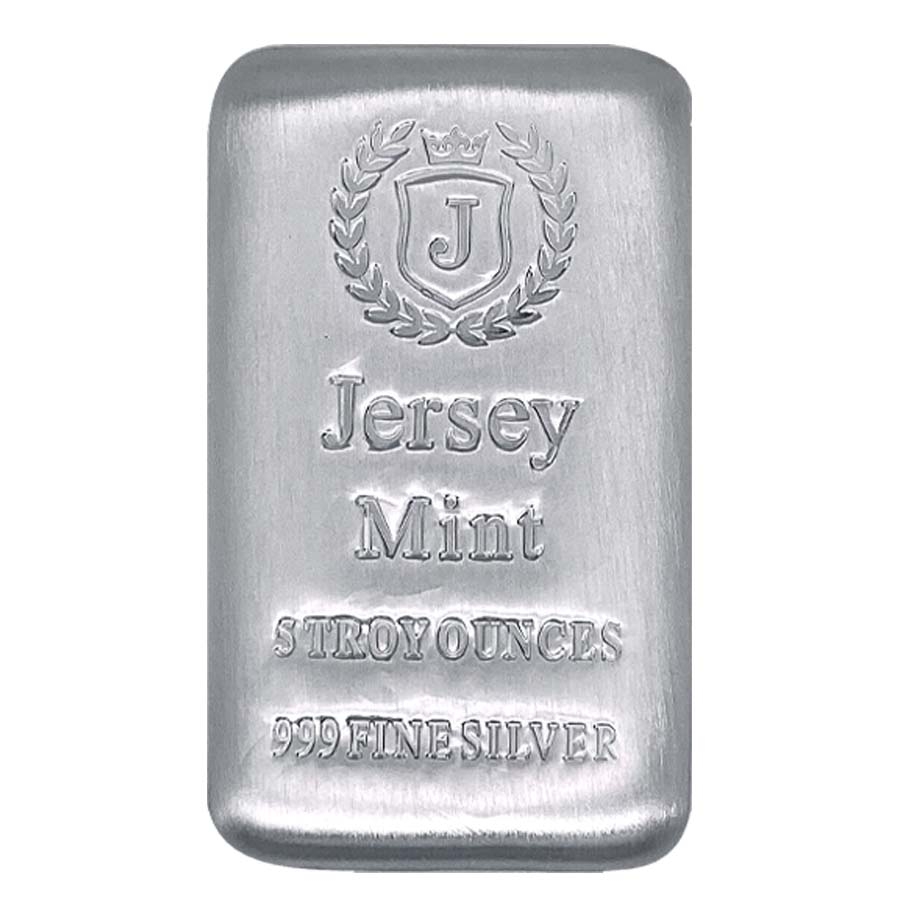 FINE MINT 5トロイオンス シルバー バー 純銀 5 oz Jersey Mint Silver Bar .999 Fine | Bullion Exchanges