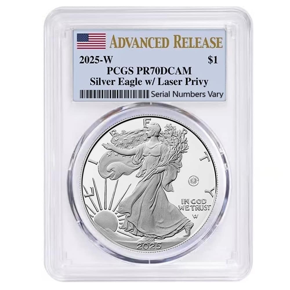 2025-W Laser Engraved Privy 1 oz Proof Silver American Eagle PCGS PF 70 AR