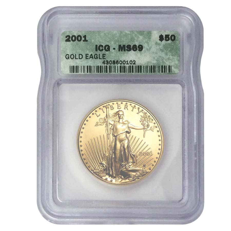 2001 1 oz $50 Gold American Eagle ICG MS 69