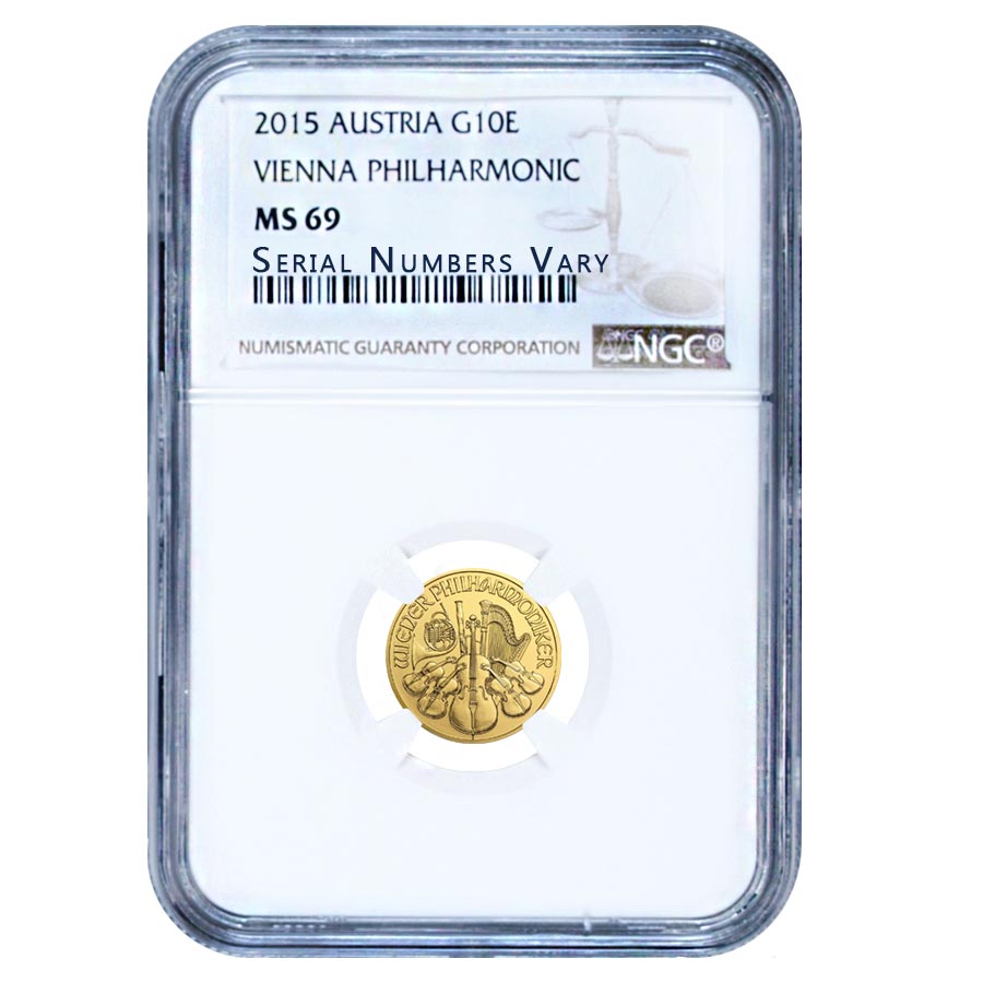 2015 1/10 oz Gold Philharmonic Coin NGC MS69 | Bullion Exchanges