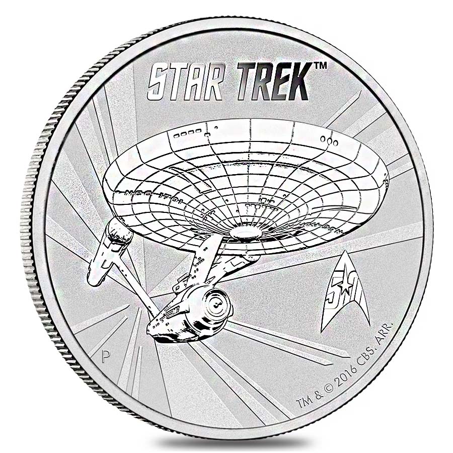 2016 1 oz Tuvalu Star Trek Enterprise Silver Coin .999 Fine Silver