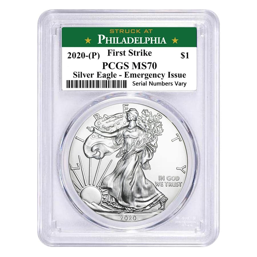 2020-(P) シルバーイーグル PCGS MS70 FS 緊急発行 2020 P Silver Eagle PCGS MS 70 Philadelphia | Bullion Exchanges