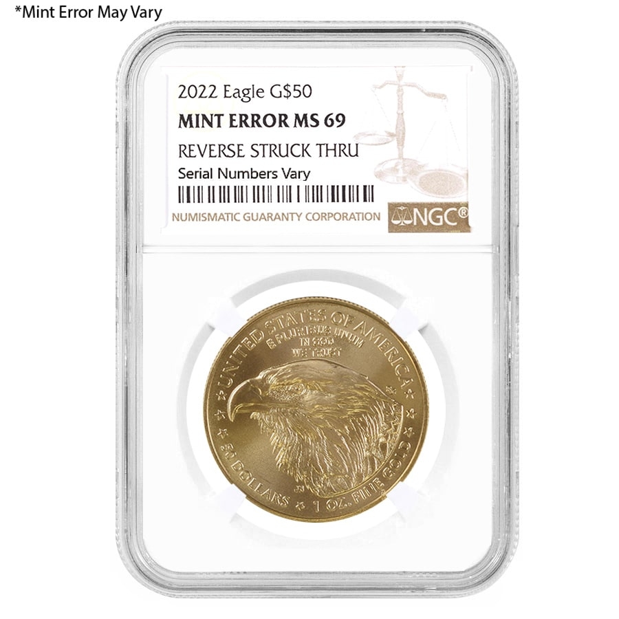 2022 1 oz Gold American Eagle NGC MS 69 Mint Error (Rev Struck Thru)