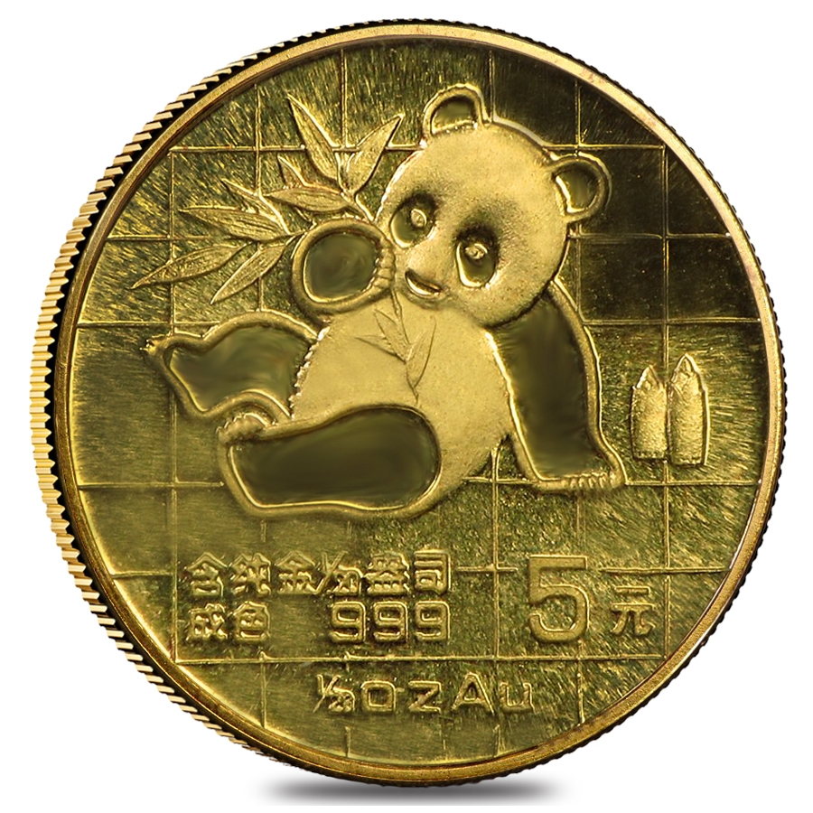 1989 1/20 oz Chinese Gold Panda 5 Yuan Small Date