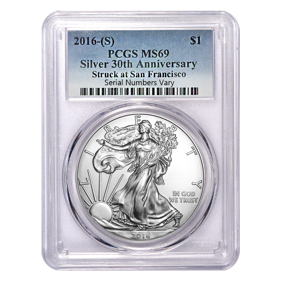 2016 (S) 1 oz Silver American Eagle $1 Coin PCGS MS 69