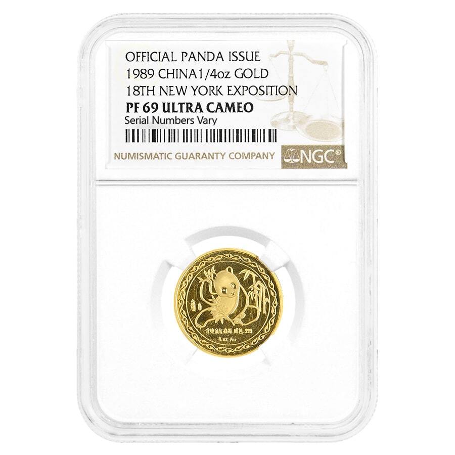 その他 25yearsagoNotforsale,unopenedANAgoldpass 1989 1/4 oz Chinese Proof Gold Panda 18th NY Expo NGC PF 69 UCAM