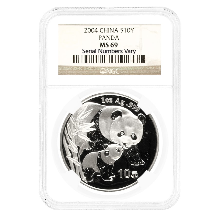 2004 1 oz Chinese Silver Panda 10 Yuan NGC MS 69 in Stock
