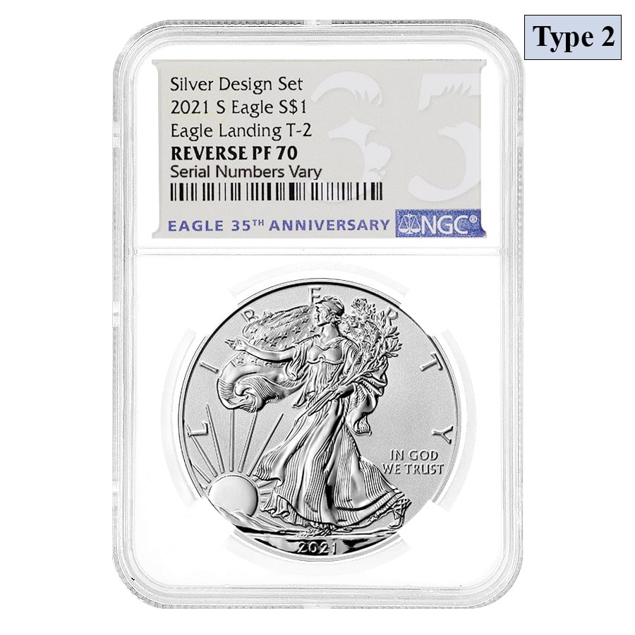 2021-S 1 oz Rev Proof Silver American Eagle Type 2 NGC PF 70