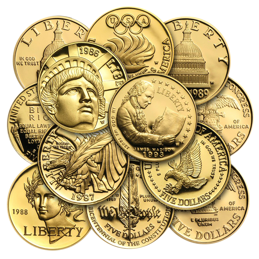 Gold at Spot - US Mint $5 Gold Commemorative Coins