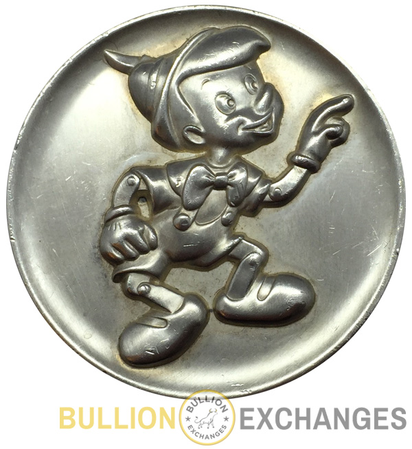 Disney ピノキオ スターリングシルバー ピンバッジ　ヴィンテージ The Magic of Disney Pinocchio Sterling Silver High Relief Medal