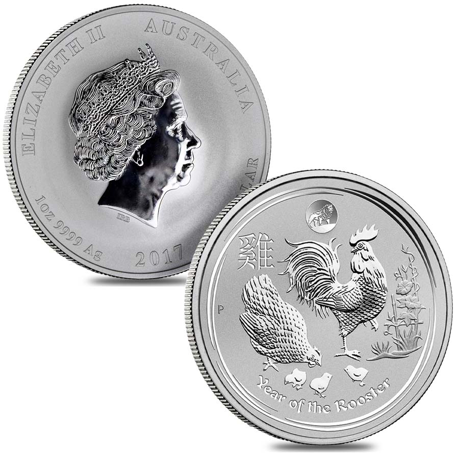 Lot of 2 - 2017 1 oz Silver Lunar Year of The Rooster Lion