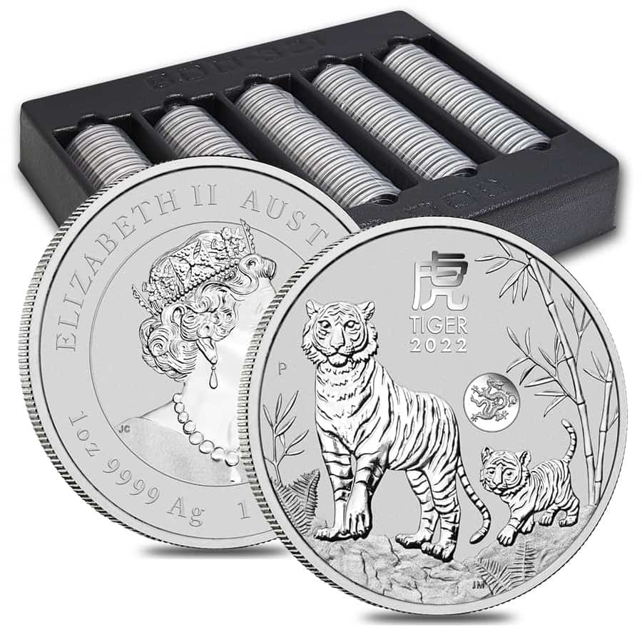 Box 100 2022 1 oz Silver Tiger Dragon Privy | Bullion Exchanges