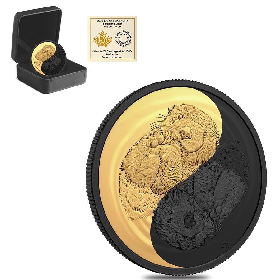 2022 1 oz Silver Otter - Black and Gold Coin |Bullion Exchanges