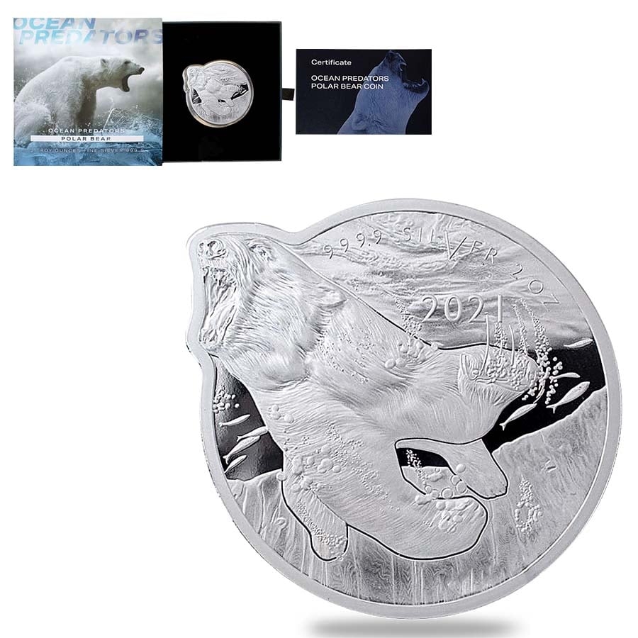 2021 2 oz Silver Polar Bear - Ocean Predators Solomon Islands $5