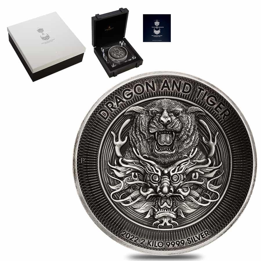 2022 2 Kilo Silver Dragon and Tiger Coin Perth|Bullion Exchanges