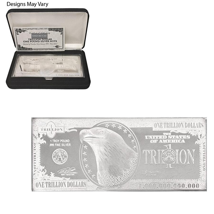 12 oz Silver Bill Bar (Random Design, w/Box & COA)
