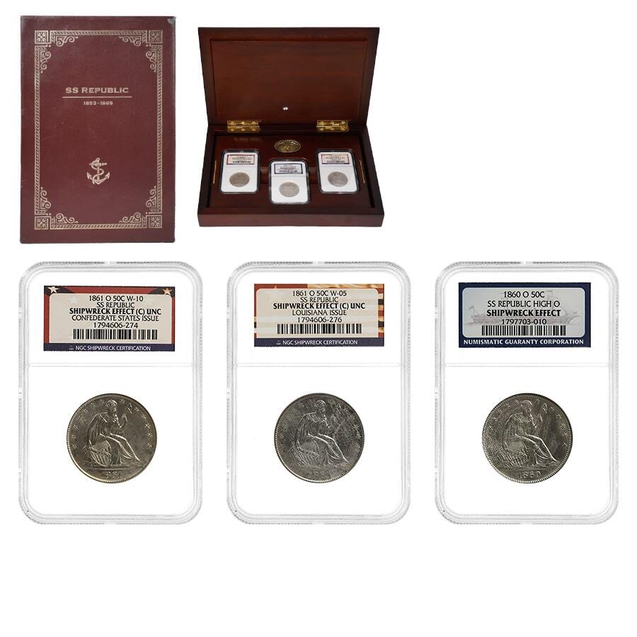 1860-1861 O Seated Liberty Silver Half Dollar Set NGC Shipwreck