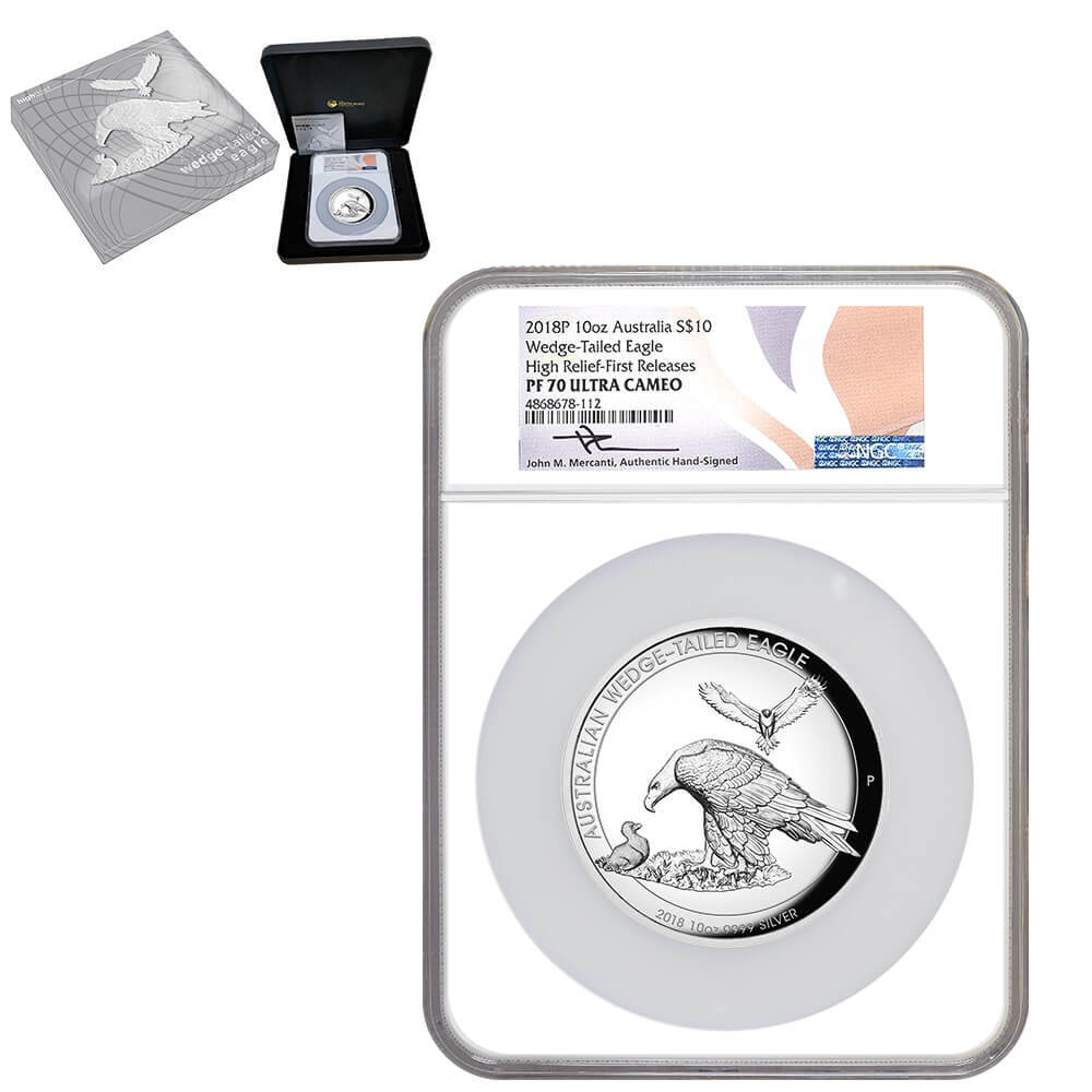 2018 10 oz Silver Wedge-Tailed Eagle Perth Mint NGC PF 70