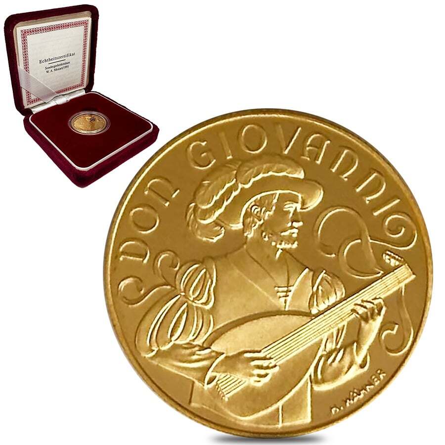 1991 Austria Mozart Don Giovanni 500 Schillings Gold Coin