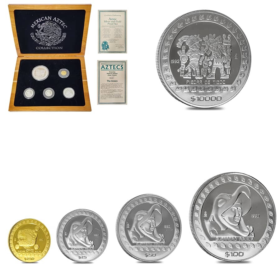 1992 Mexico Gold / Silver Aztec 5-Coin Set | Bullion Exchanges