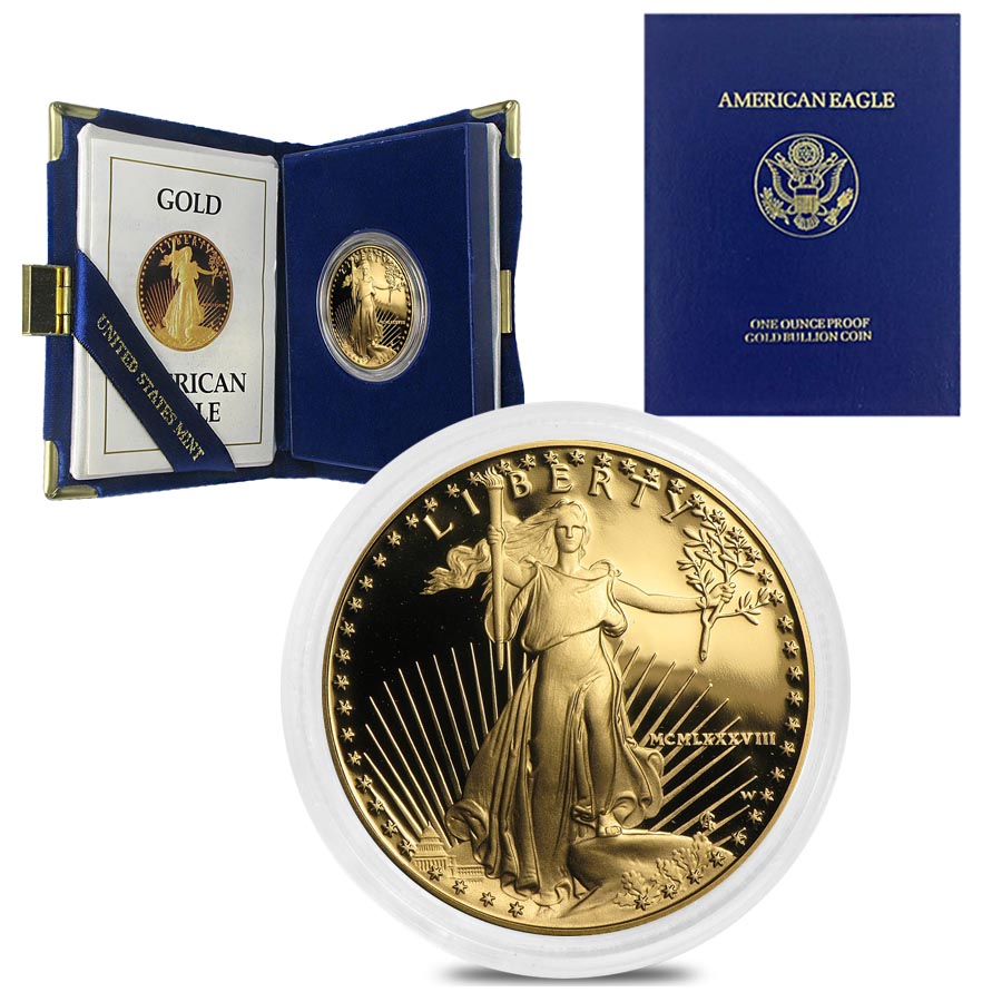 1988-W 1 oz Proof Gold American Eagle $50 (w/Box & COA)