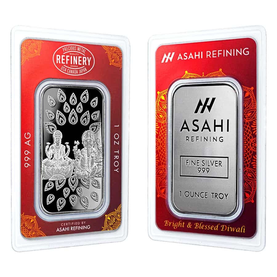 1 oz Asahi Diwali Silver Bar .999 Fine (in Assay)