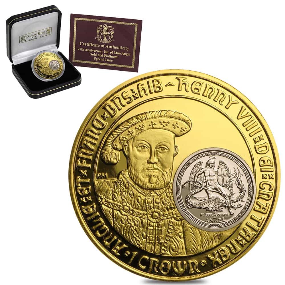 2009 1 oz Henry VIII Crown Gold Coin & 1/20 oz Platinum Angel