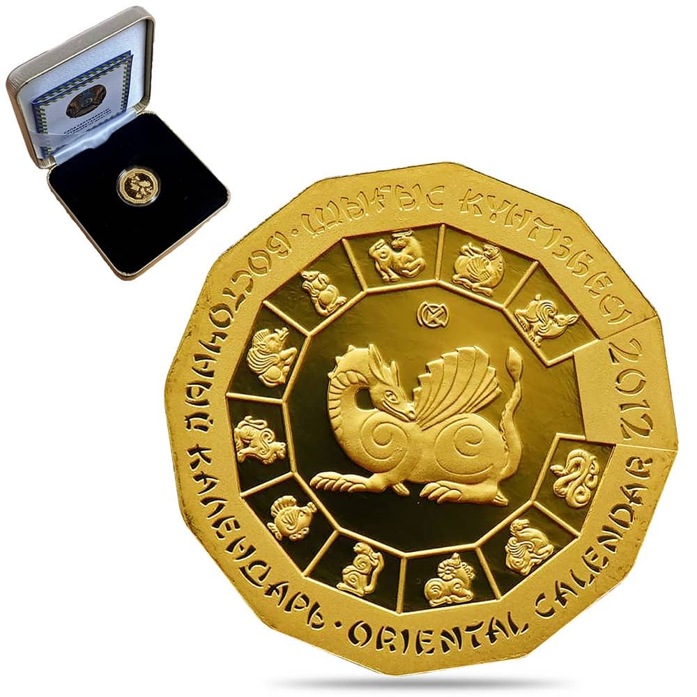 貨幣　金貨 2012 1/4 oz Kazakhstan Proof Lunar Dragon 500 Tenge Gold Coin
