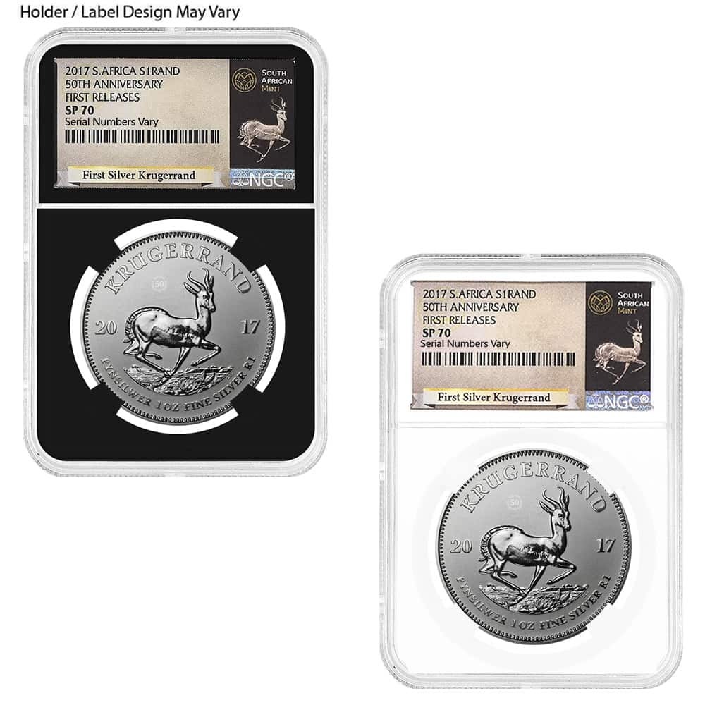 2017 South Africa 1 oz Silver Krugerrand 50th Ann. NGC SP 70 FR