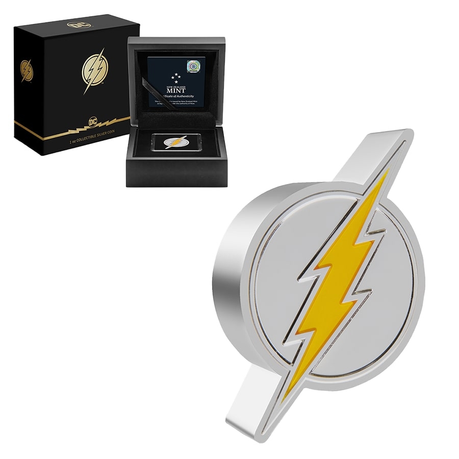 2021 Niue 1 oz DC Comics - The Flash Emblem Shaped Silver Coin (w