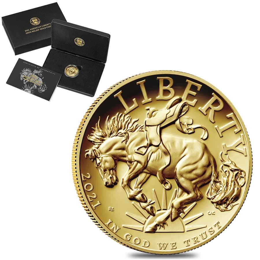 2021 W 1 oz $100 American Liberty High Relief Gold Coin (w/Box & COA)