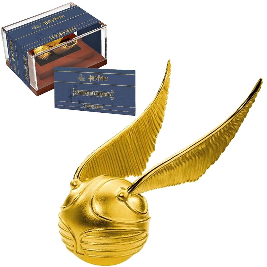 2022 Samoa 3 oz Silver Harry Potter Golden Snitch 3D Shaped Coin .999 Fine  (w/Box & COA)