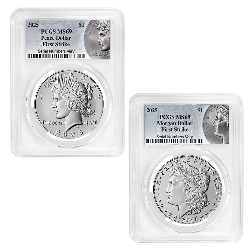 2025 Morgan and Peace Silver Dollar 2-Coin Set PCGS MS 69 FS (Morgan/Peace)