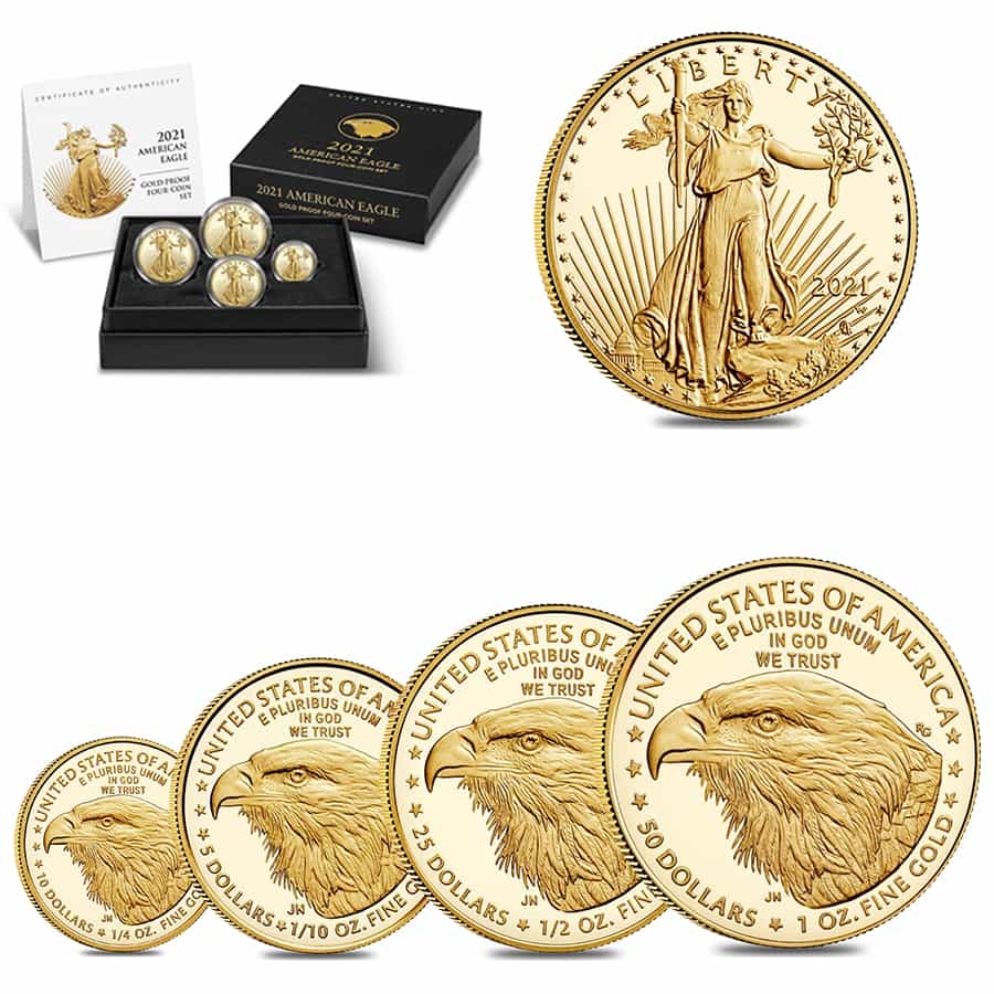 2021-W 1.85 oz PF Gold Eagle Type 2 Coin Set | Bullion Exchanges