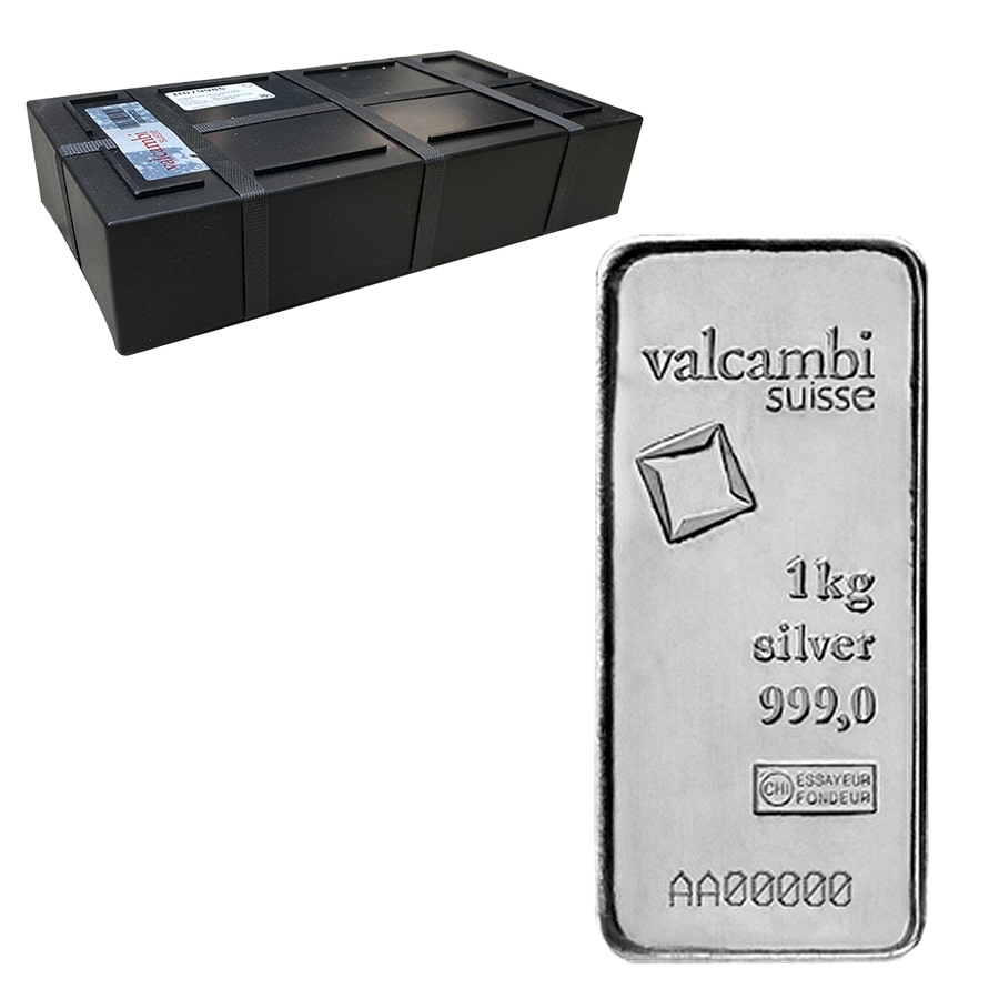 Box of 15 - 1 Kilo Silver Bar Valcambi Suisse .999 Fine (w/Assay)