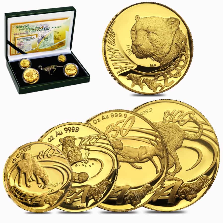 2002 1.85 oz PF Gold SA Natura Cheetah Set | Bullion Exchanges
