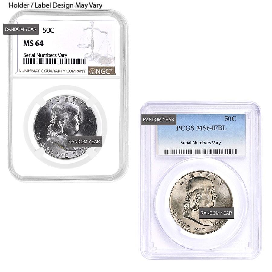 Franklin Silver Half Dollar 50C NGC/PCGS MS 64 (Random Year)