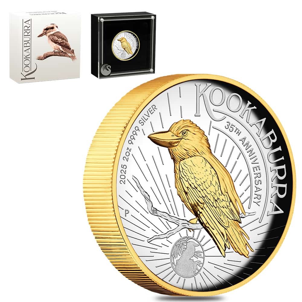 2025 2 oz Silver Australian Kookaburra High Relief Gilded Coin Perth Mint