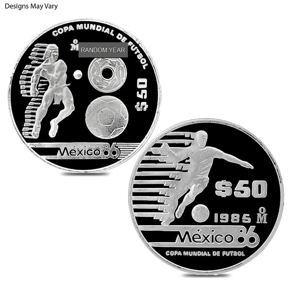 50 Pesos 1986 FIFA World Cup Proof Silver Coin (Random)