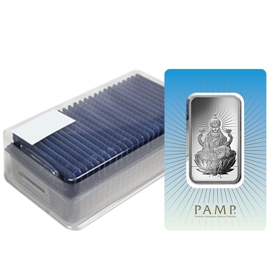 Box of 25 - 1 oz PAMP Suisse Silver Bar - Lakshmi | Bullion Exchanges