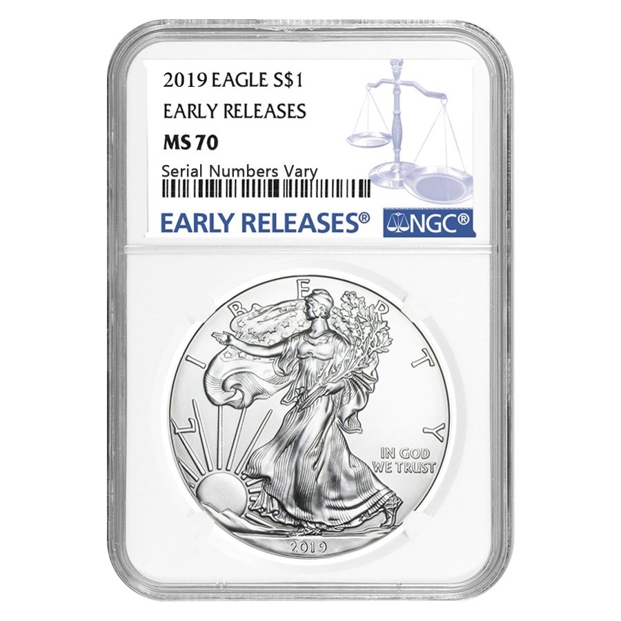 2019 1 oz Silver American Eagle $1 Coin NGC MS 70 Early Releases